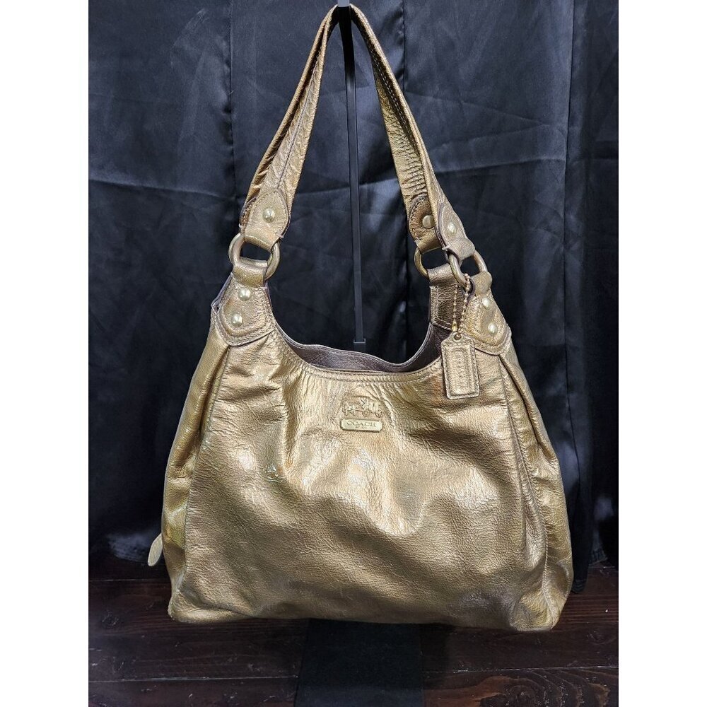 Authentic Coach Gold Patent Leather Maggie Hobo Shoulder Bag No. 14331-EUC